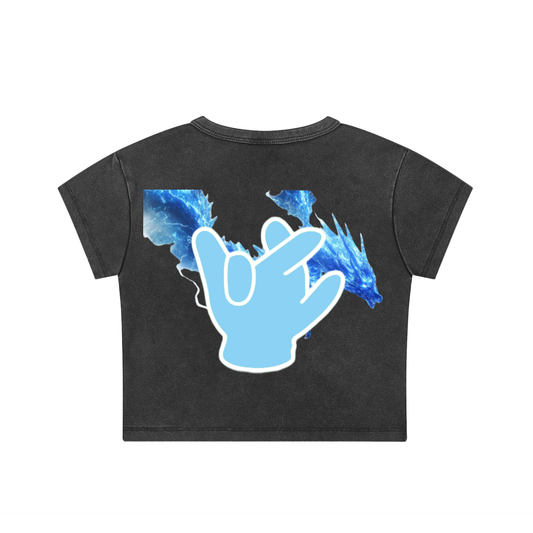 "Azure Dragon" Washed Crop Top