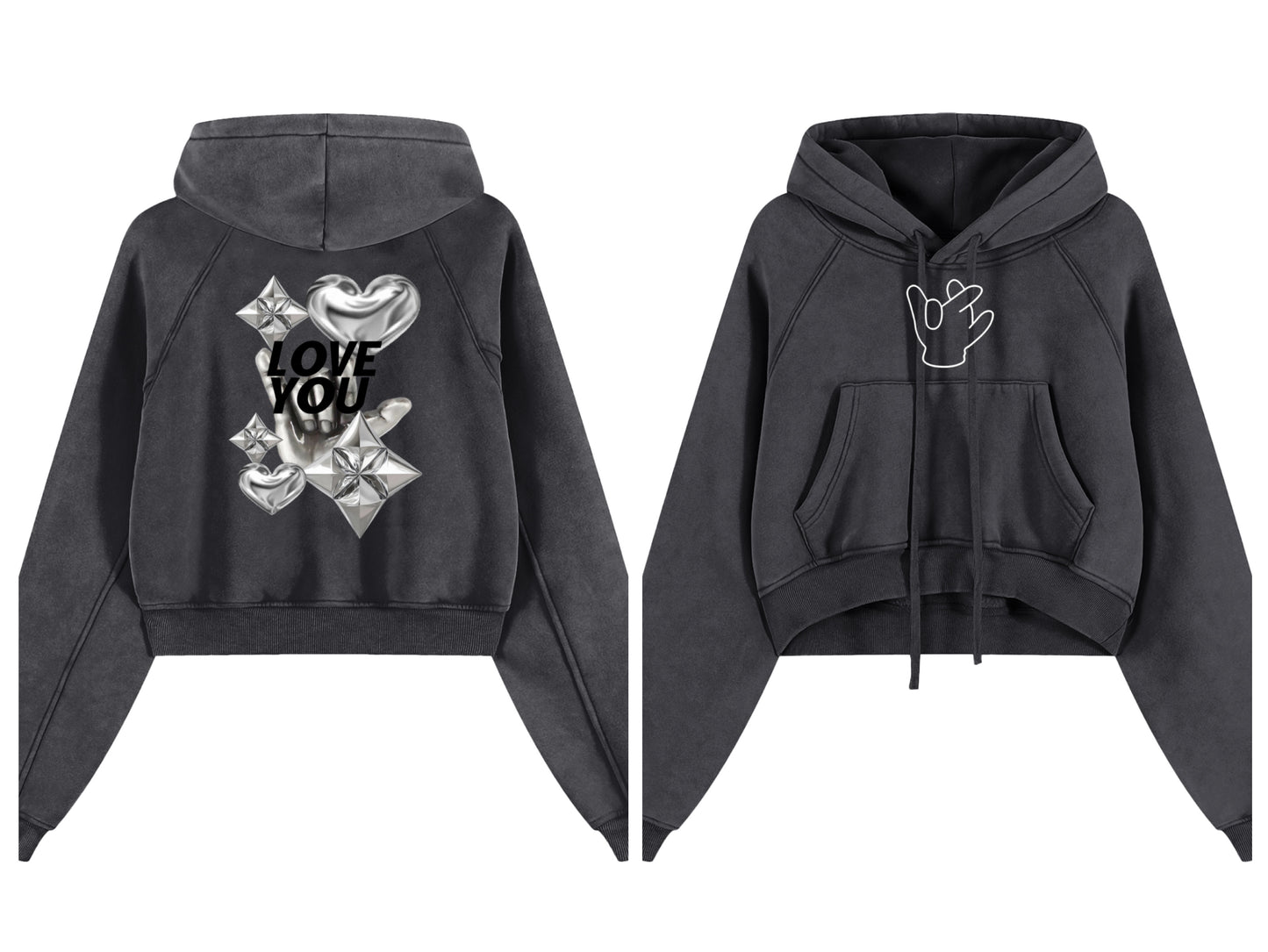 "Chrome Love" Cropped hoodie