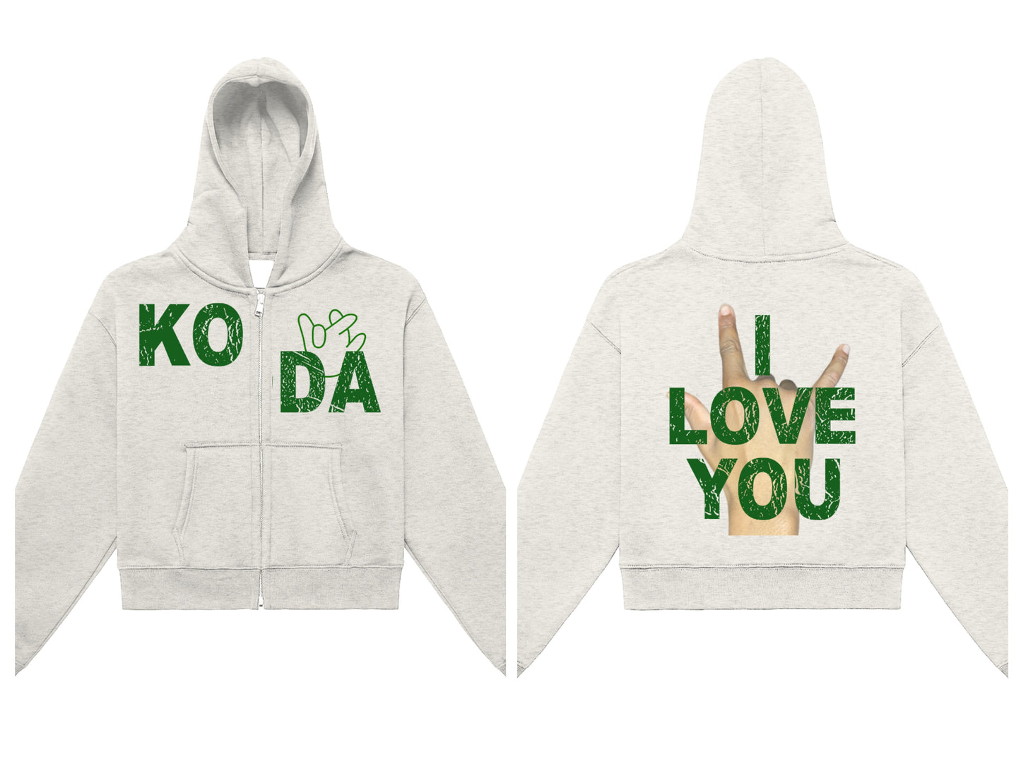 "I Love You" Cropped Zip-Up