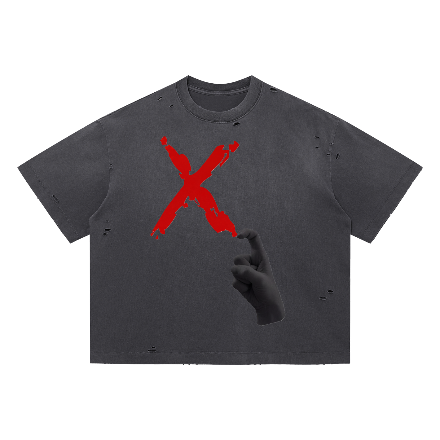 "Xcommunicado" Distressed Boxy Tee