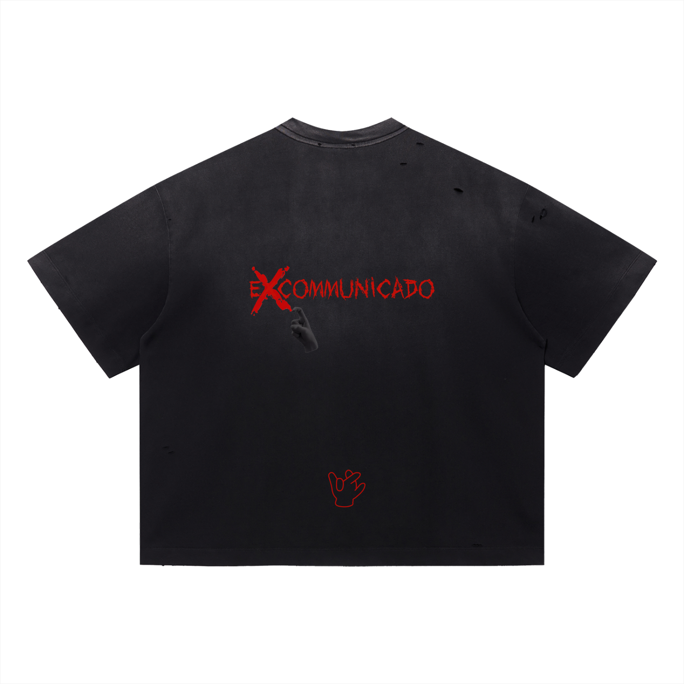 "Xcommunicado" Distressed Boxy Tee