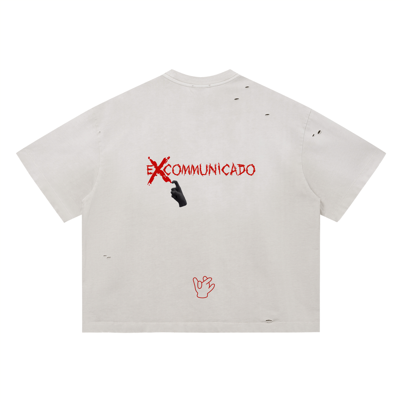 "Xcommunicado" Distressed Boxy Tee