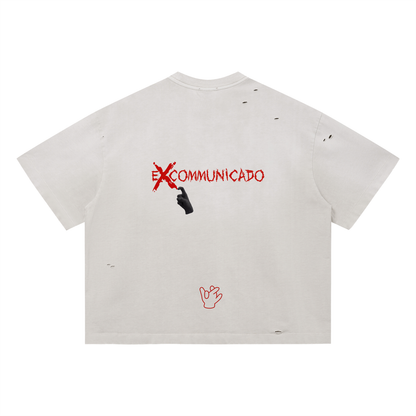 "Xcommunicado" Distressed Boxy Tee