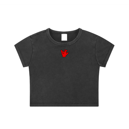 "Brothers Love" Washed Crop Top
