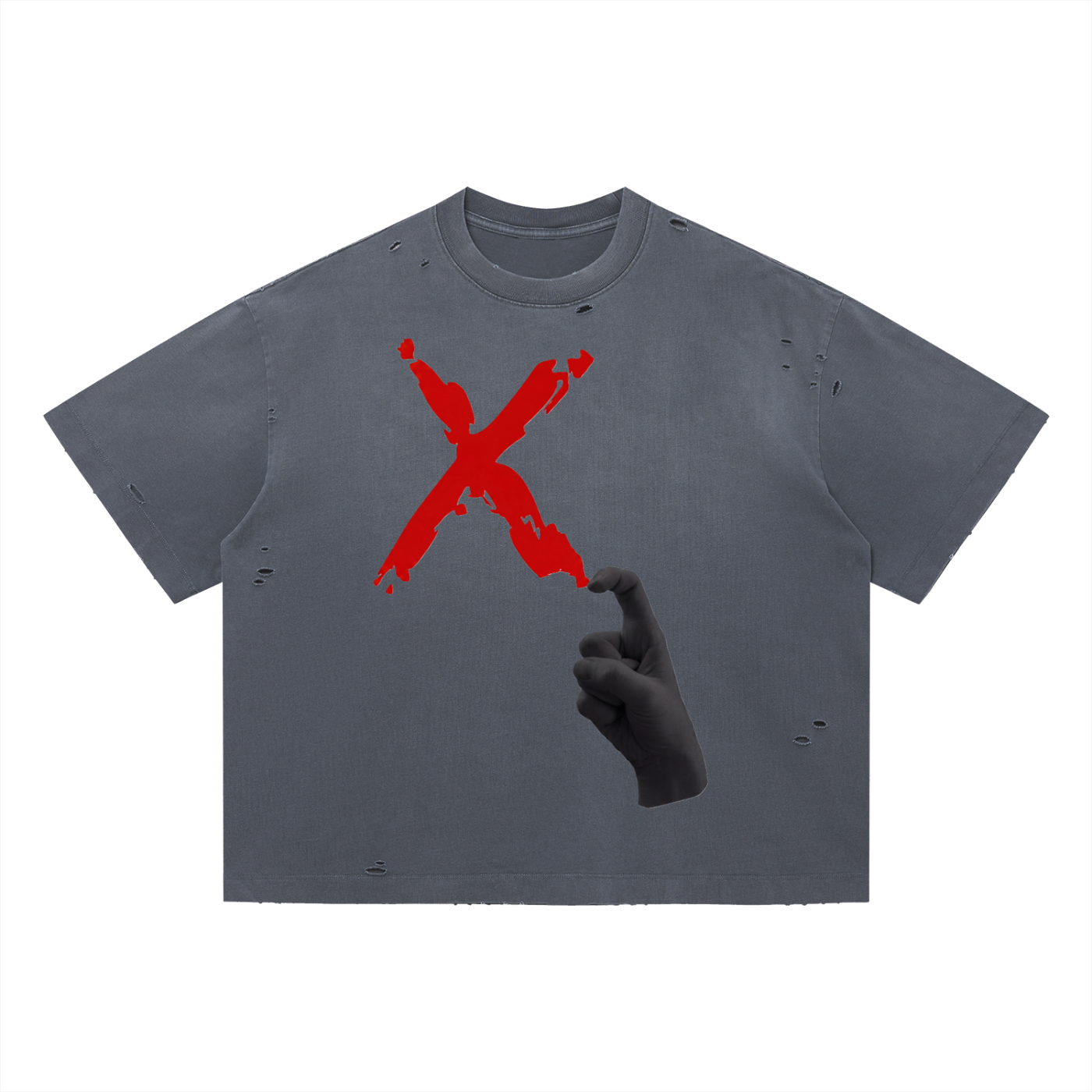 "Xcommunicado" Distressed Boxy Tee