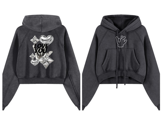 "Chrome Love" Cropped hoodie