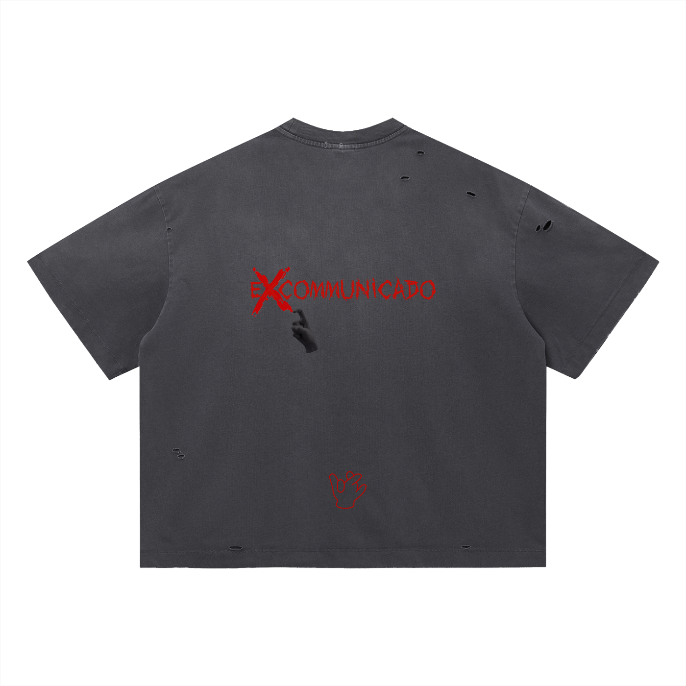 "Xcommunicado" Distressed Boxy Tee