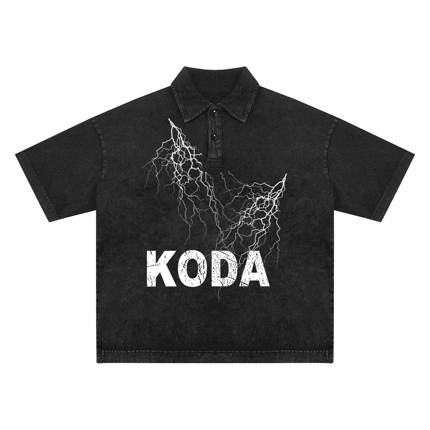 “Lighting Shock” Washed Polo Tee