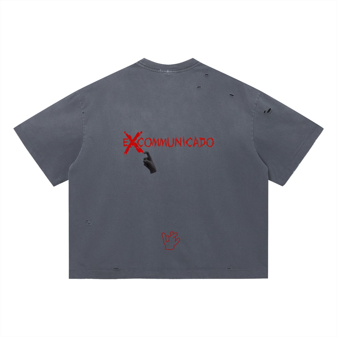"Xcommunicado" Distressed Boxy Tee